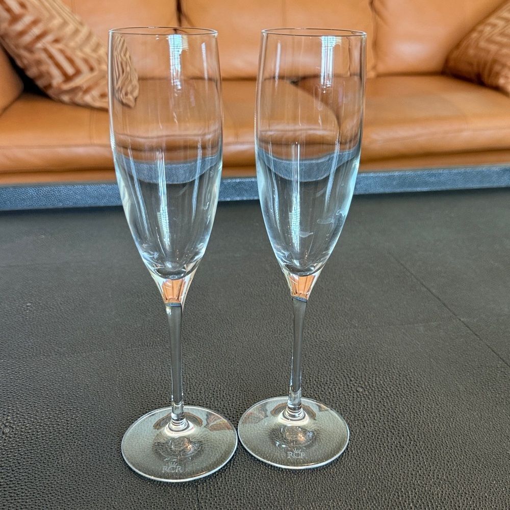 RCR Elegant Clear Champagne Flutes set of two